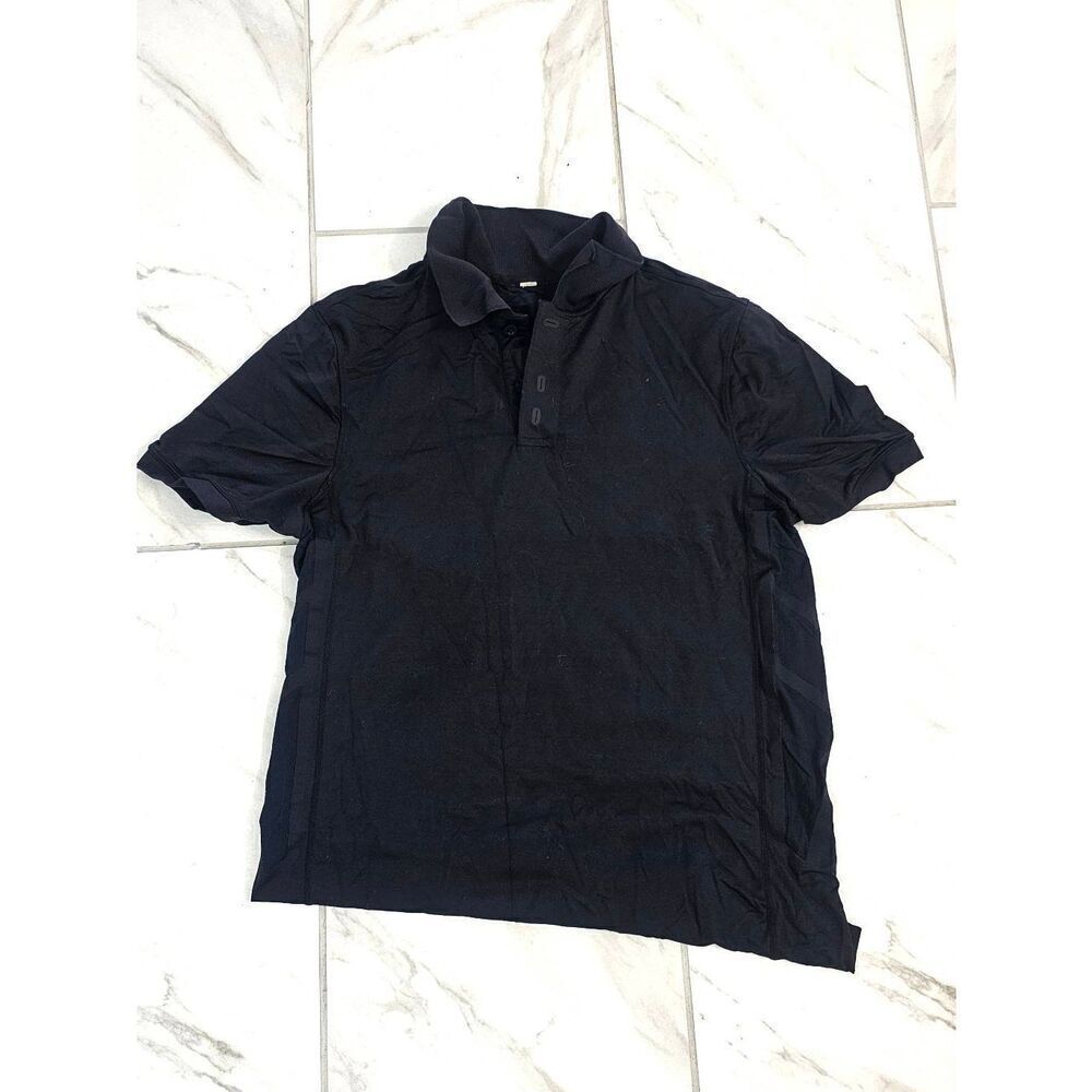 Lululemon Mens Black Medium Vent Short Sleeve Collard Shirt